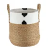 PANIERE RONDE COTON ET JONC DE MER 37X43CM NAT ET BLANC