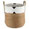 PANIERE RONDE COTON ET JONC DE MER 42X48CM NAT ET BLANC