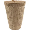 PANIERE RONDE COUVERCLE MATIERE VEGETALE 40X54CM NATUREL
