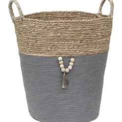 PANIERE RONDE GRAND MODELE D.45X40CM NATUREL GRIS