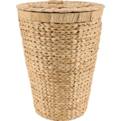 PANIERE RONDE JACINTHE COUVERCLE 40X54CM NATUREL
