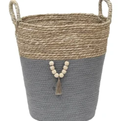 PANIERE RONDE MOYEN MODELE D.38X35CM NATUREL GRIS