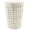 PANIERE A LINGE RONDE 40X56CM BLANC TISSU LIN