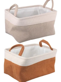 PANIERE DECORATIVE VELOURS COTELE TAILLE M 33X23X18CM