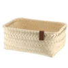 PANIERE EN 30X20.5X13.5CM ET LIEN FACON CUIR IVOIRE