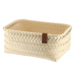 PANIERE EN 30X20.5X13.5CM ET LIEN FACON CUIR IVOIRE