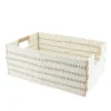 PANIERE PAPIER BICOLORE 39X27X15.5CM BLANC NATUREL