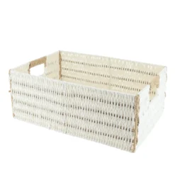 PANIERE PAPIER BICOLORE 39X27X15.5CM BLANC NATUREL
