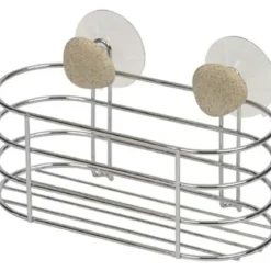 PANIER OVAL METAL SUR 2 VENTOUSES   2 DECO   GALET GRIS