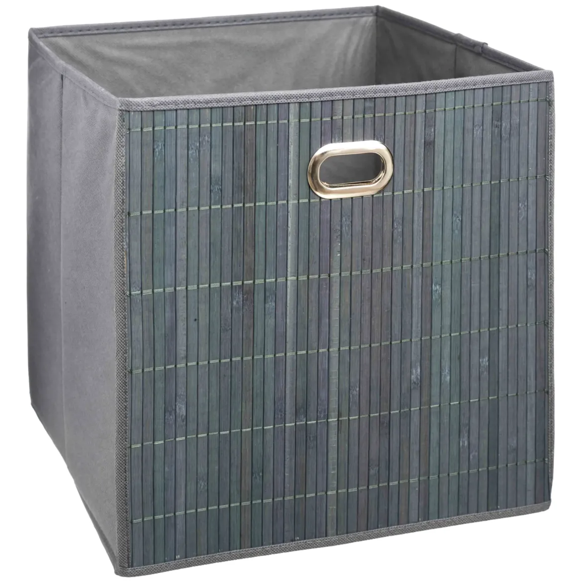 PANIER RANGEMENT BAMBOU GRIS D.31X31CM