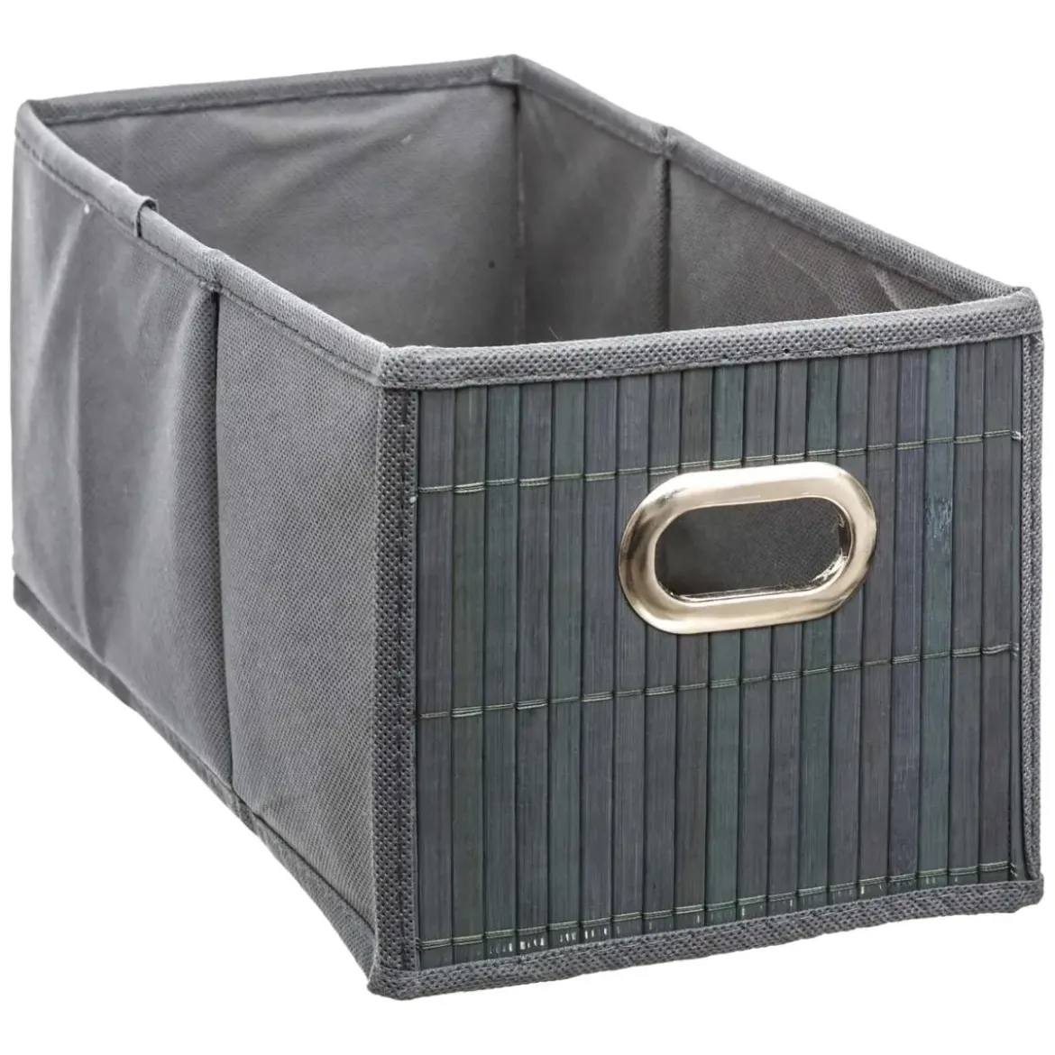 PANIER RANGEMENT BAMBOU GRIS D.15X31CM