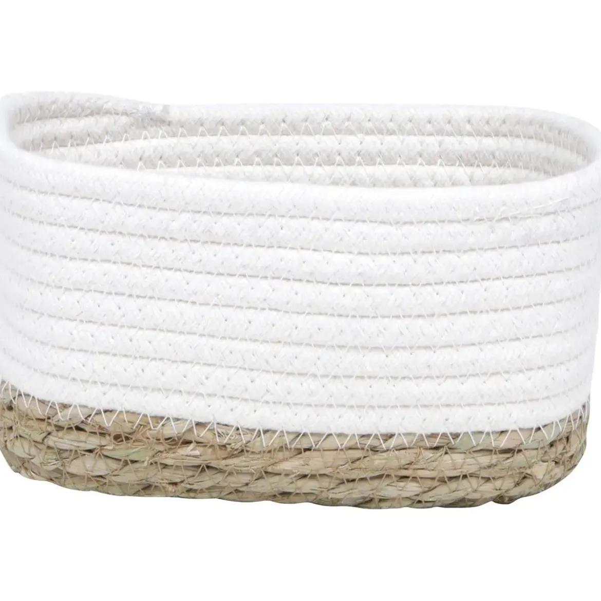 PANIER RECTANGLE COTON VEGETALE 19X11X10CM BLANC NATUREL