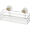 PANIER RECTANGULAIRE METAL 2 VENTOUSES   2 DECO   GALET GRIS