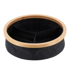 PANIER ROND PLIABLE 3 COMPARTIMENTS BAMBOU NOIR