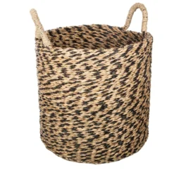PANIER ROSEAU ROWAN ROND NOIR D.35X32.5CM
