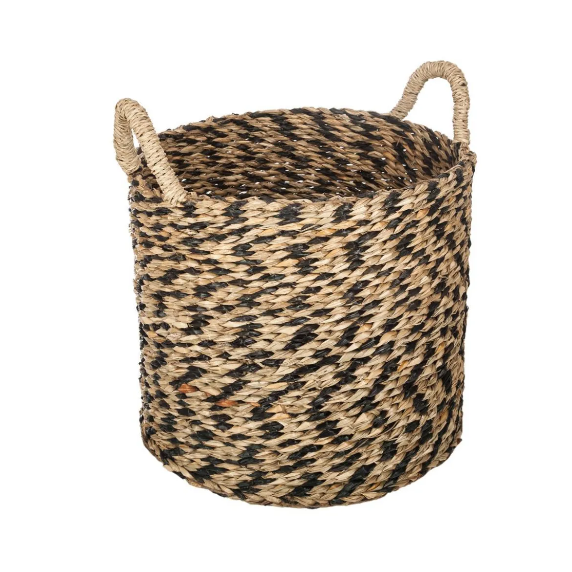 PANIER ROSEAU ROWAN ROND NOIR D.30X26CM