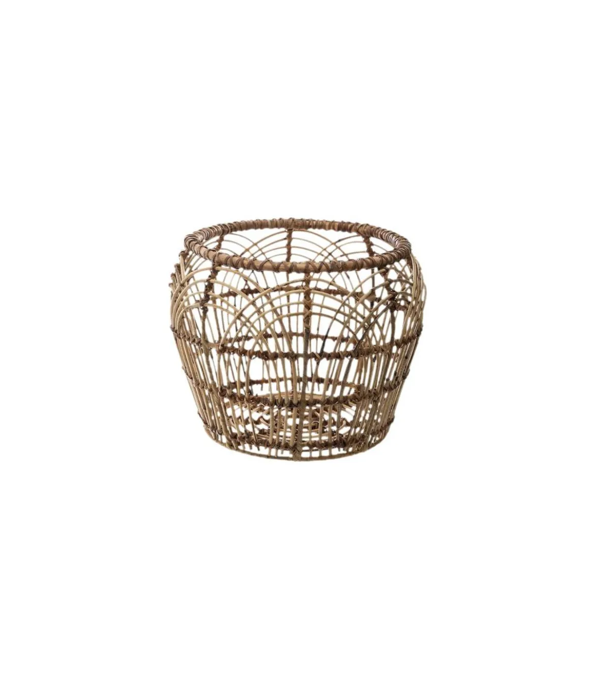 PANIER ROTIN ROND MOTIF D.32X26CM