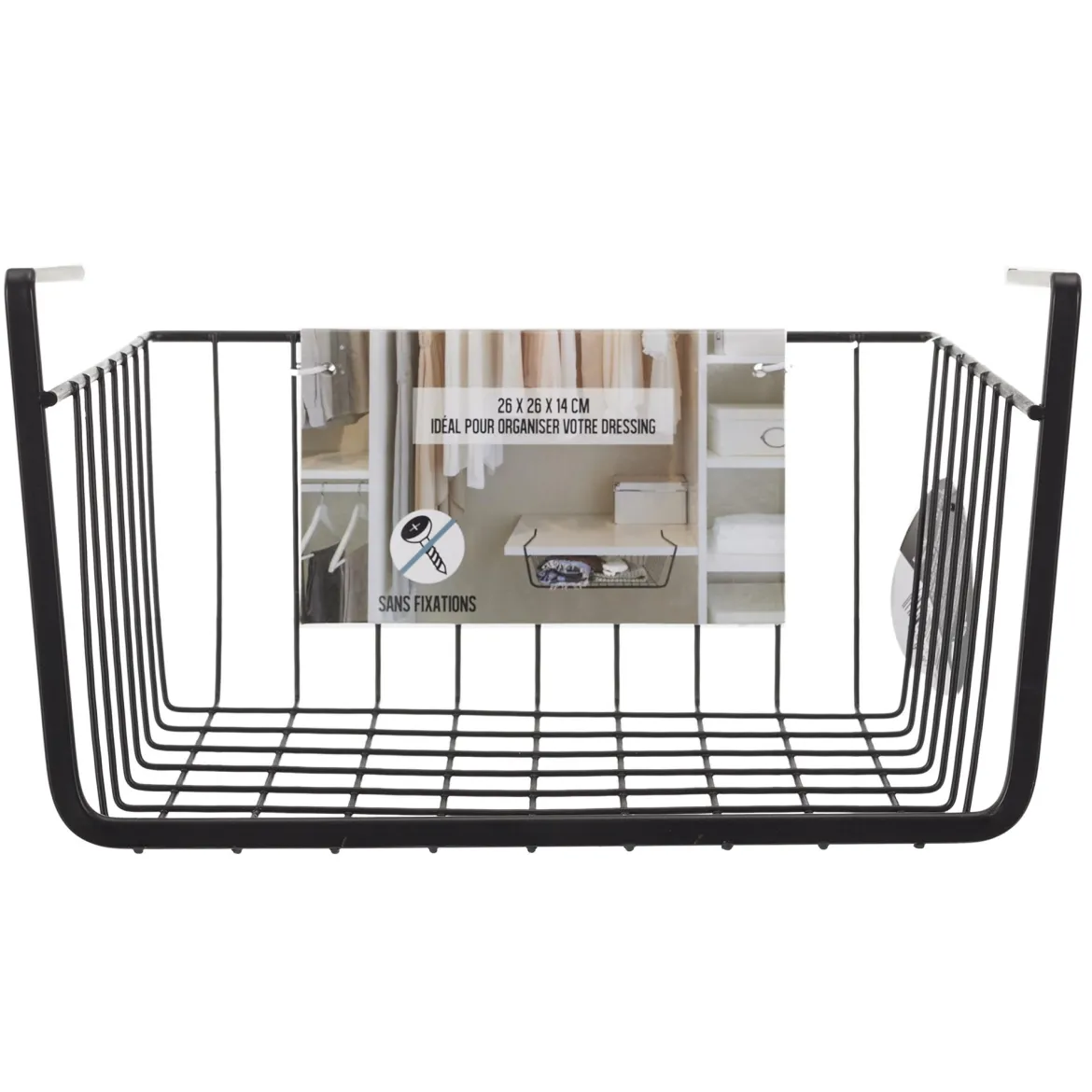 PANIER SUSPENDU METAL FILAIRE NOIR 26X14X26CM