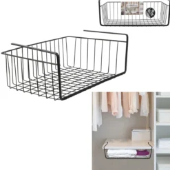 PANIER SUSPENDU METAL FILAIRE NOIR 40X14X26CM