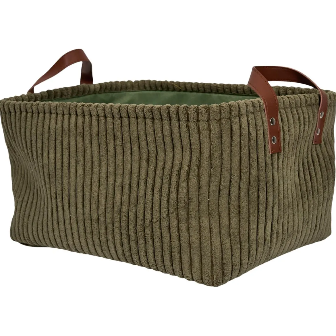 PANIER VERT VELOURS COTELE TAILLE M H.20CM