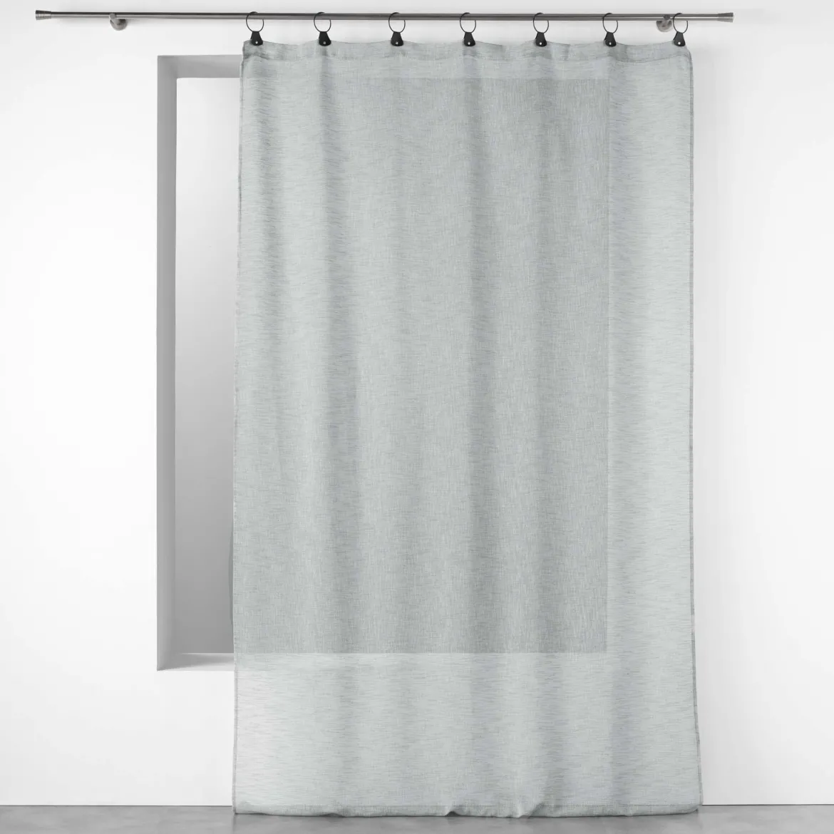 PANNEAU A ANNEAUX 140X280CM VOILE TISSE LINKA GRIS