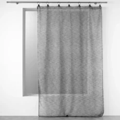 PANNEAU A ANNEAUX 140X280CM VOILE TISSE LINKA ANTHRACITE