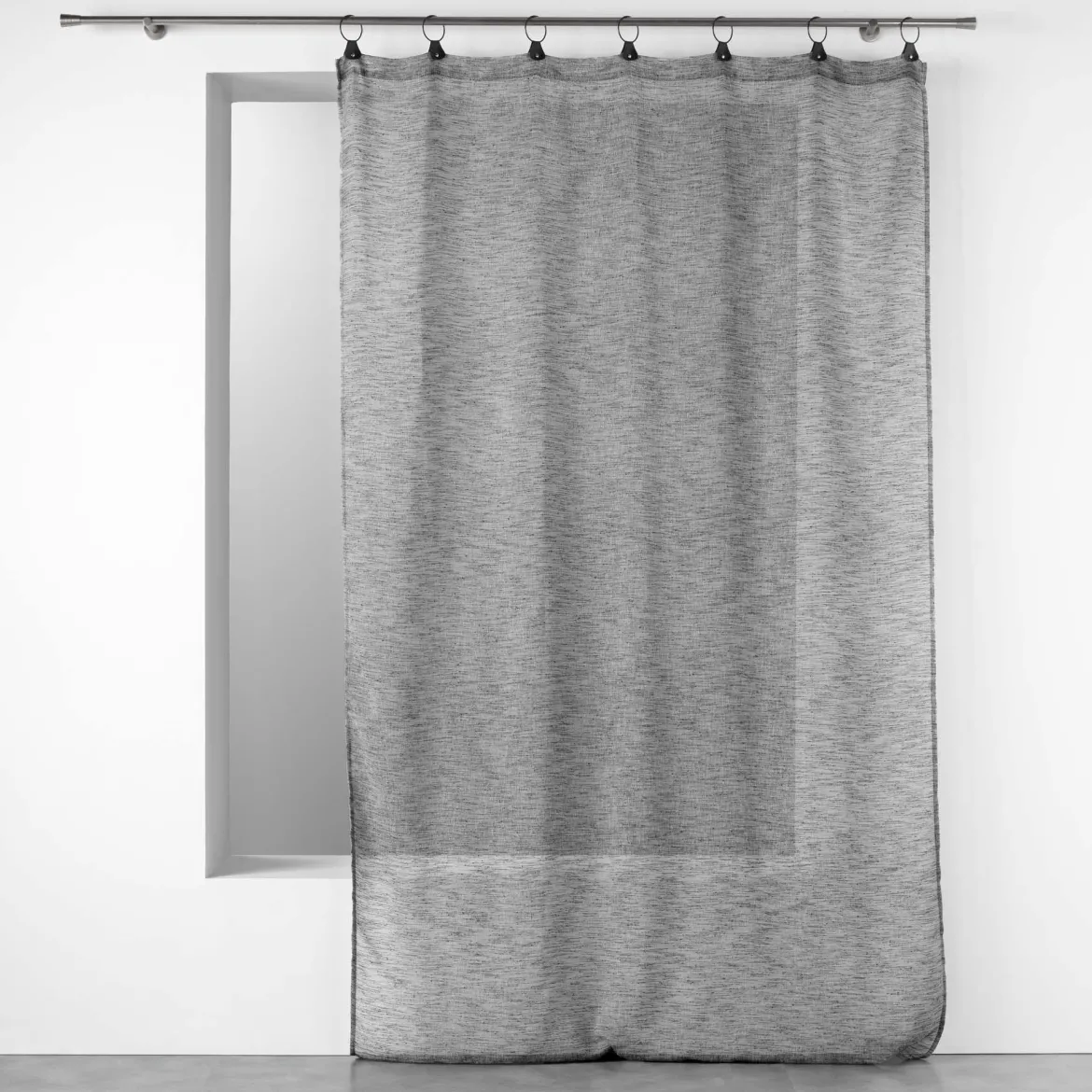 PANNEAU A ANNEAUX 140X280CM VOILE TISSE LINKA ANTHRACITE