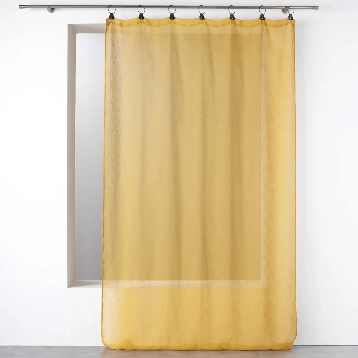 PANNEAU A ANNEAUX 140X280CM VOILE TISSE LINKA JAUNE