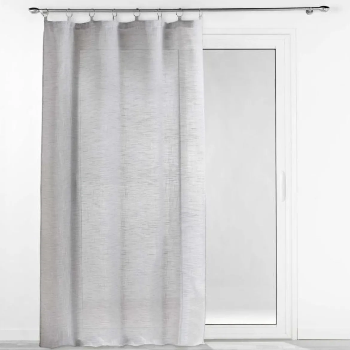 PANNEAU ANNEAUX 140X240CM VOILE TISSE MILZA GRIS