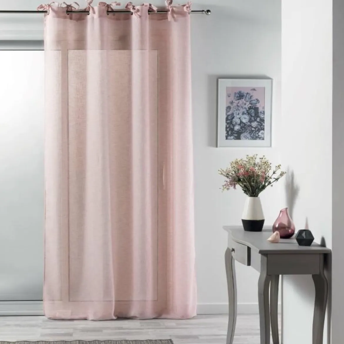 PANNEAU A NOUETTES 140X240CM TISSE CHARLOTTE ROSE