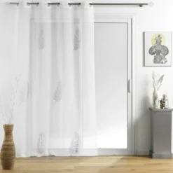 PANNEAU A OEILLETS 140X240CM BRODE METALLISE PALMEOR ARGENT