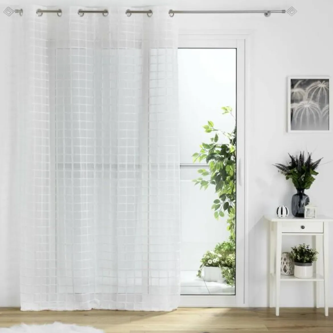 PANNEAU A OEILLETS 140X240CM FANTAISIE KARRONA BLANC