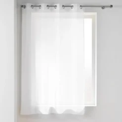 PANNEAU A OEILLETS 140X180CM VOILE SABLE LISSEA BLANC
