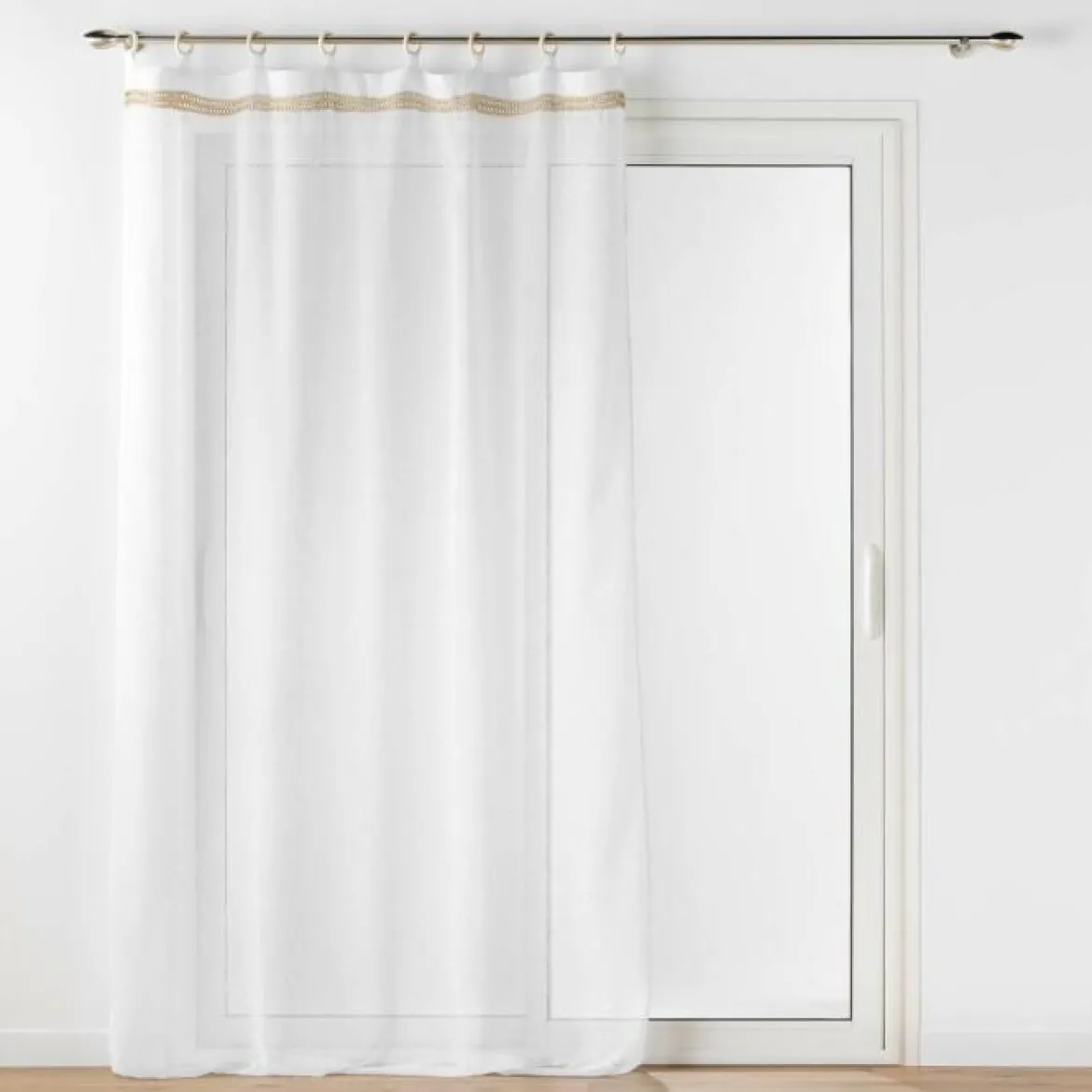 PANNEAU OEILLETS BOIS 140X240CM VOILE MILEO BLANC