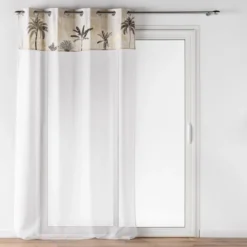 PANNEAU OEILLETS 140X240CM VOILE SABLE IMPRIME PAPAYA