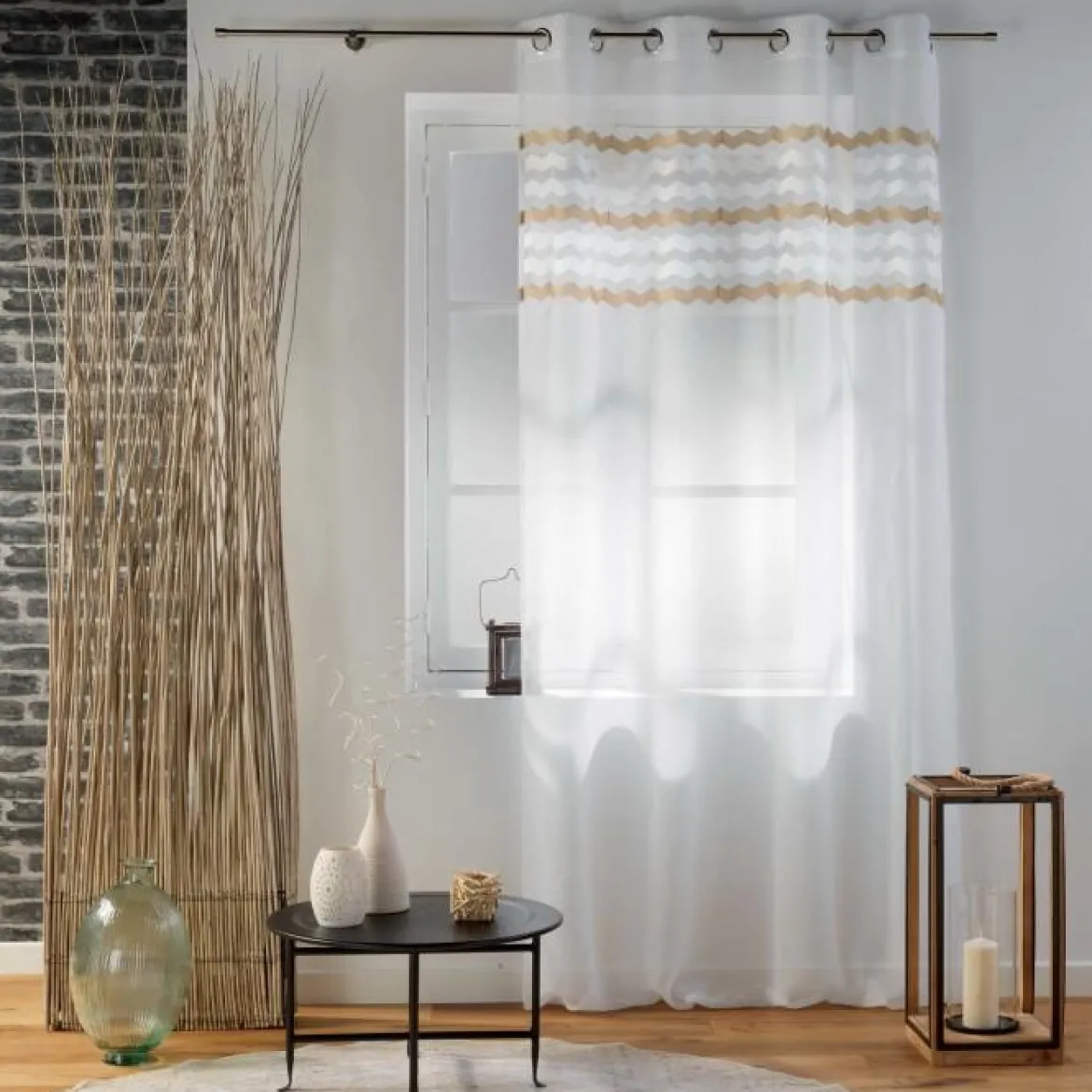 PANNEAU VOILE A OEILLETS 140X240CM SANDINA BLANC LIN