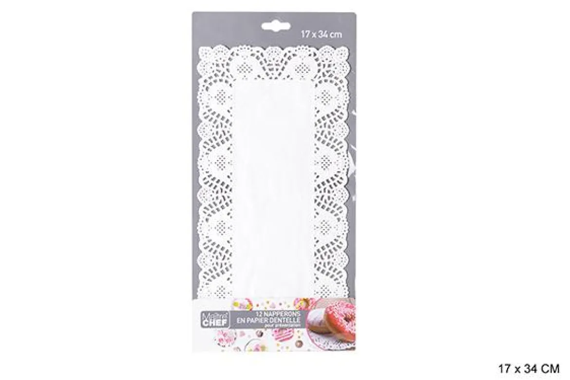 PAPIER DENTELLE 17X34CM BLANC X12PCS