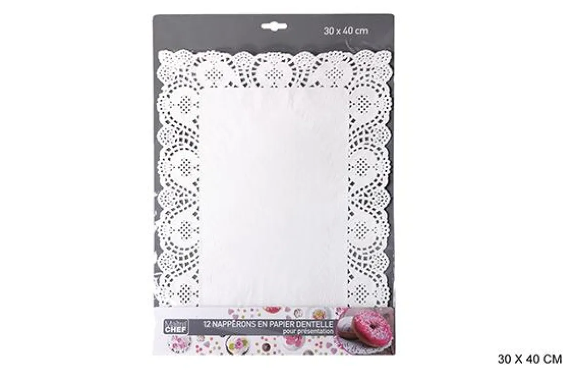 PAPIER DENTELLE 30X40CM BLANC X12PCS