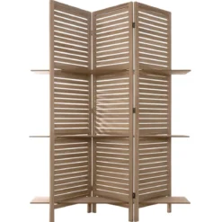 PARAVENT 3 ETAGERES BOIS