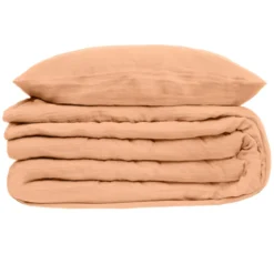 PARURE DOUBLE GAZE COTON ROSE 240X220CM