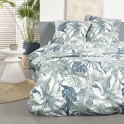 PARURE MICROFIBRE 220X240CM FEUILLAGE VERT