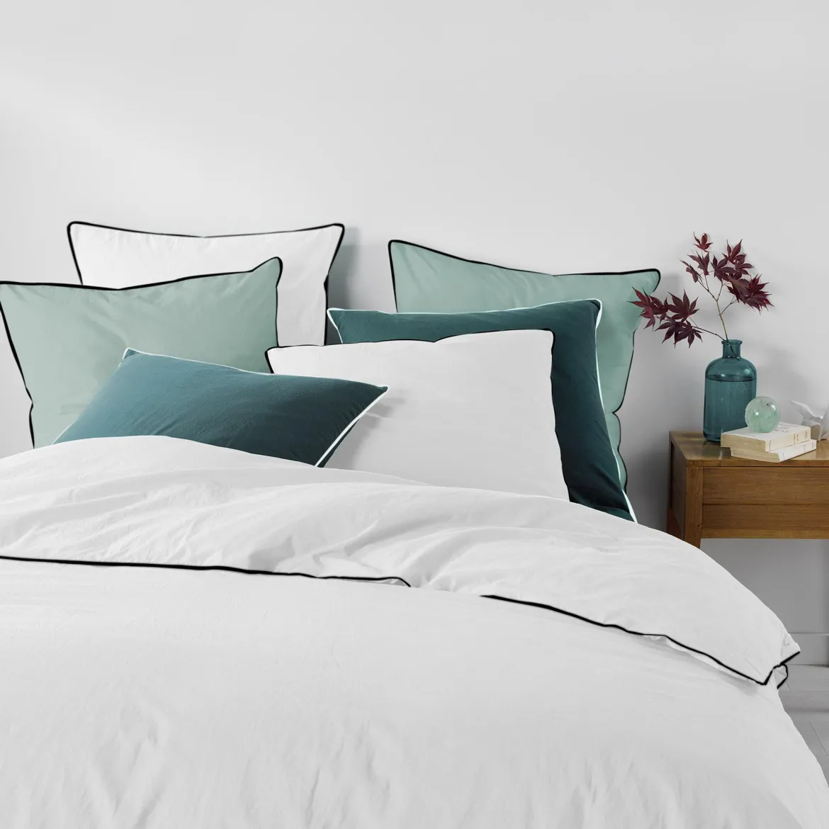 PARURE 240X220CM COTON LAVE UNI 57 FILS LINETTE BLANC