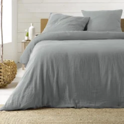 PARURE 260X240CM GAZE COTON UNI 57 FILS ANGELIA GRIS