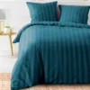 PARURE 240X220CM MICROFIBRE UNIE CLEO BLEU NUIT
