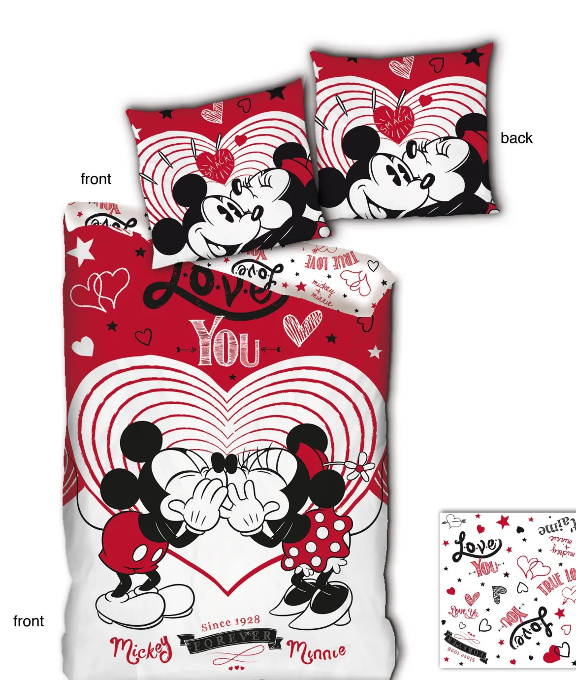 PARURE 140X200CM MICKEY MINNIE COEUR