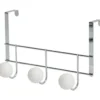 PATERE METAL 3 BOULES RESINE BLANCHE GROS DIAMETRE   CHROME
