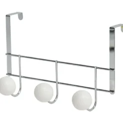 PATERE METAL 3 BOULES RESINE BLANCHE GROS DIAMETRE   CHROME