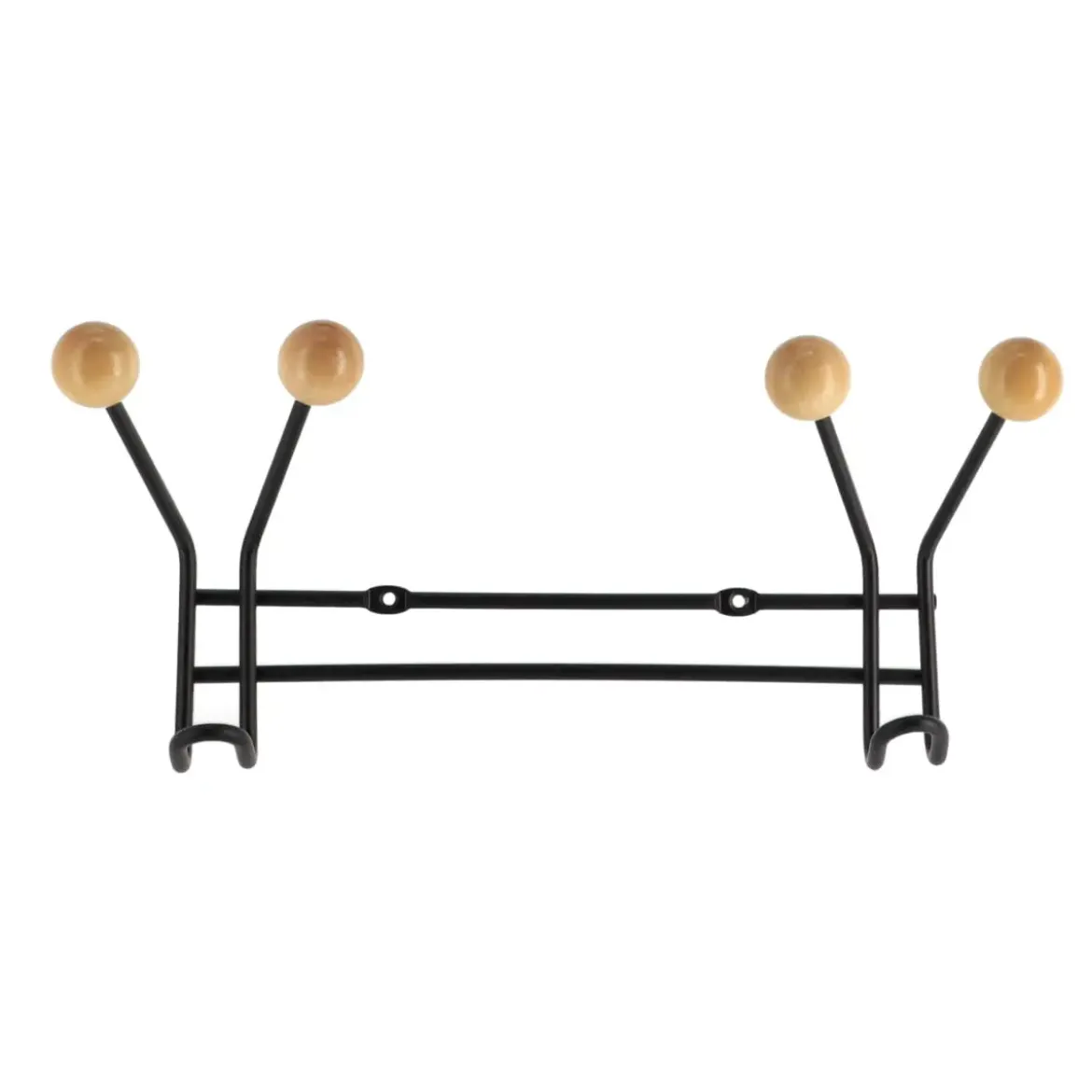PATERE METAL 2 CROCHETS A FIXER DECO RESINE BOIS NOIR BOIS