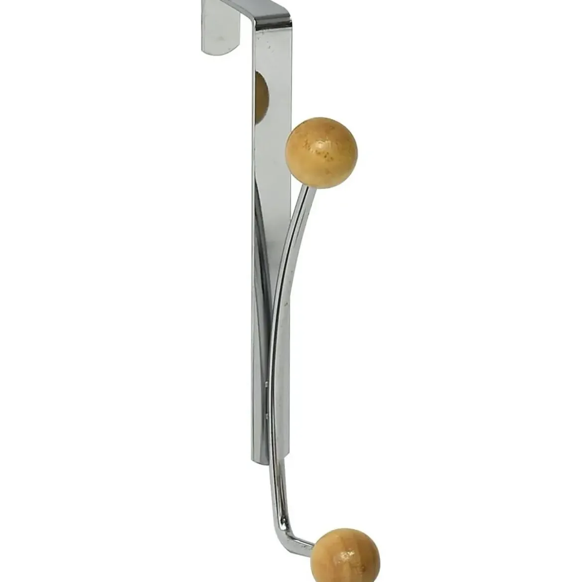 PATERE METAL 2 CROCHETS CHROME BOIS