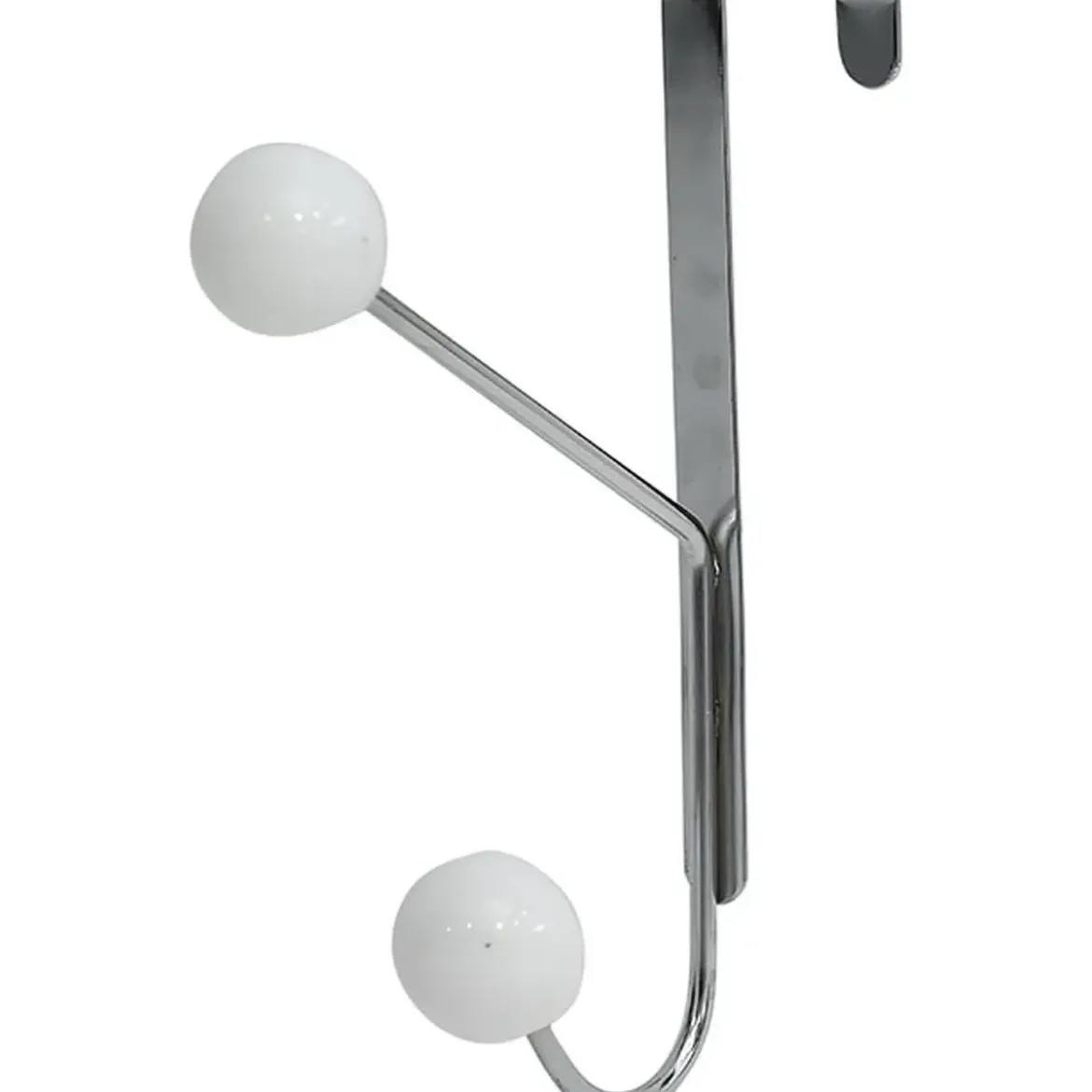 PATERE METAL 2 CROCHETS RESINE BLANCHE CHROME BLANC